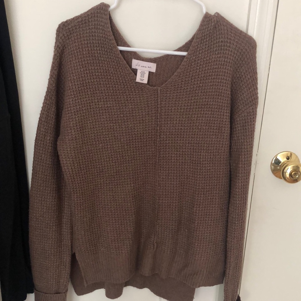 Brown long sleeve knit top